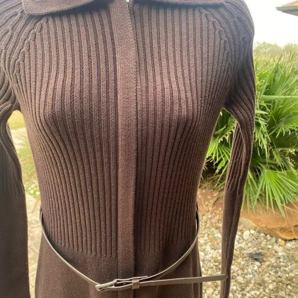 Victoria's Secret (Moda International) Vintage Sweater Dress; Brown; XS w/belt - Picture 2 of 6